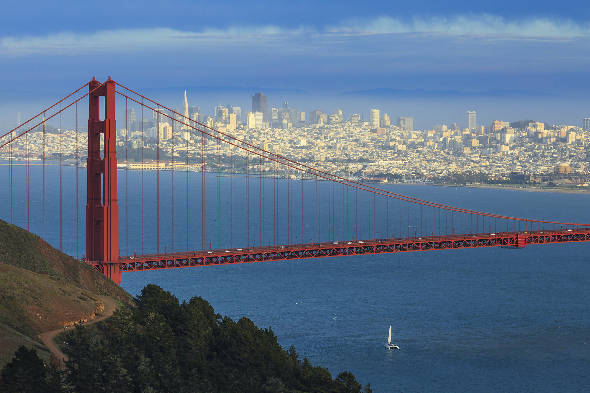 Picture of the Golden Gate Bridge with the city of San Francisco in the background