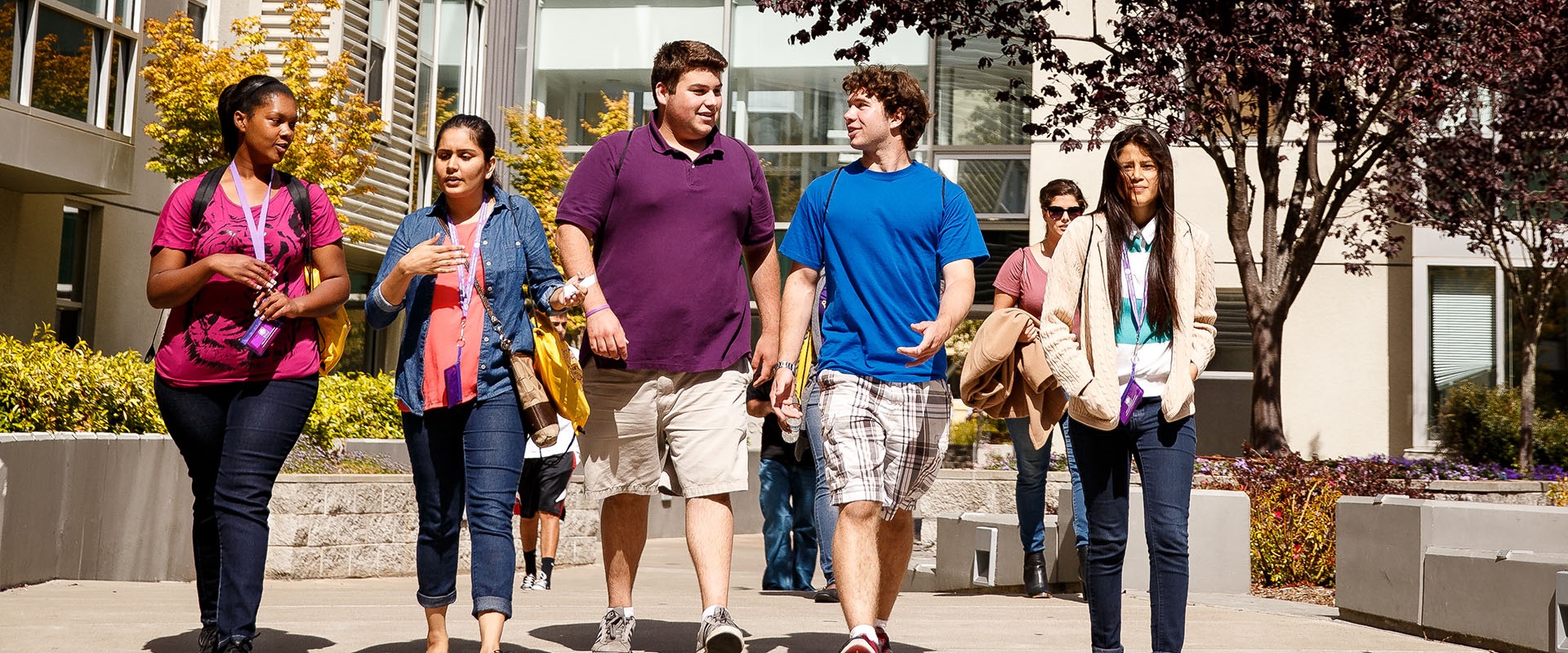 Students walking onto campus