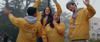 Campus Tour Guides cheering